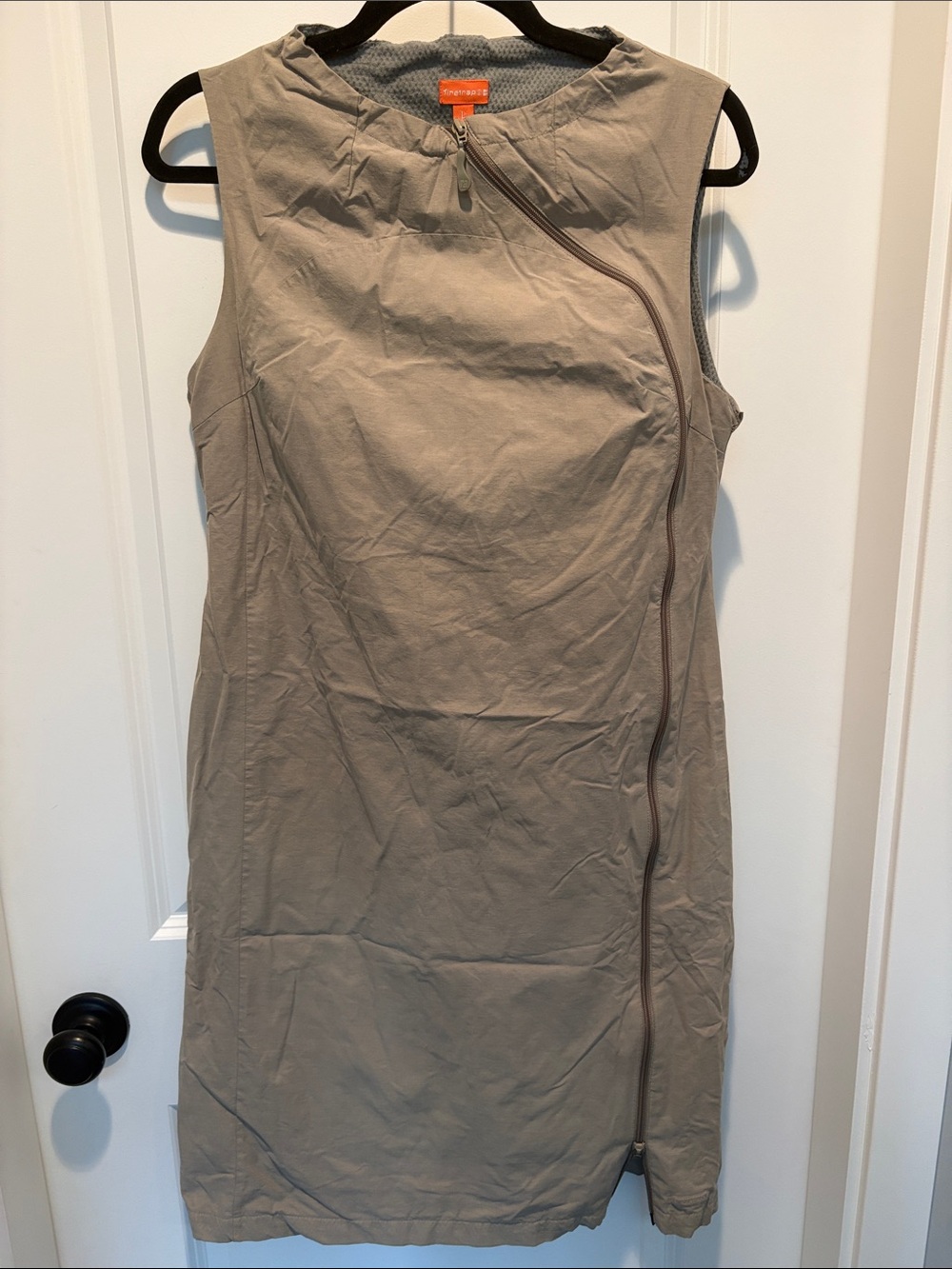 Firetrap UK 🇬🇧 Sleeveless Taupe Midi Utility Dress with Asymmetric Zip